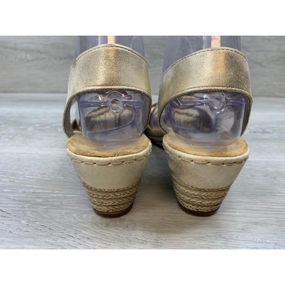 Rieker Antistress Women's Gold Metallic Elastic Wedge Sandals Size 39 EU 8 US - Picture 4 of 12